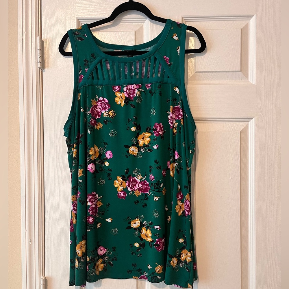 Floral Green Sleeveless Top